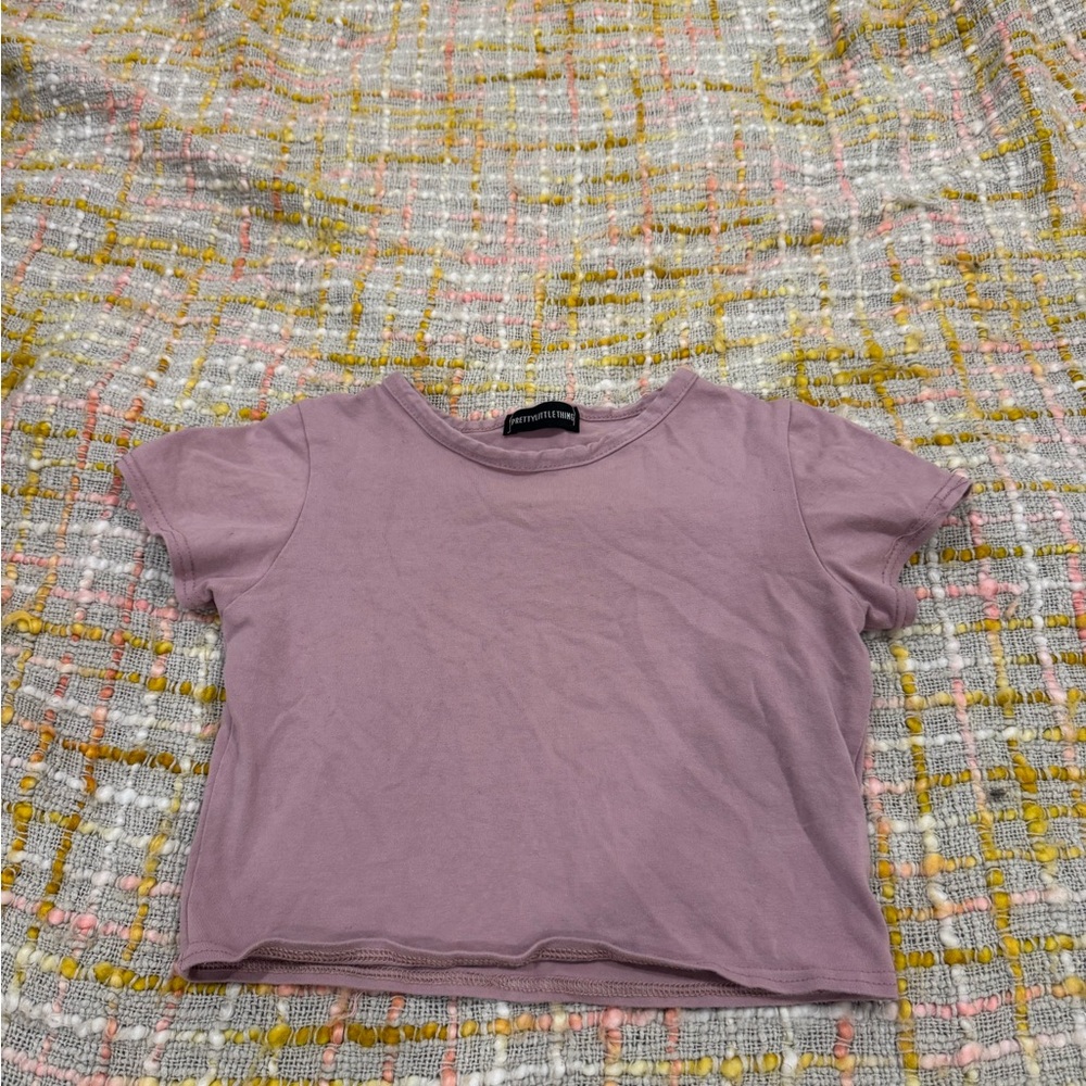 PrettyLittleThing Dusty Pink Crop Top with Cap Sleeves